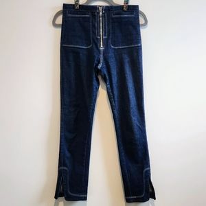 Rachel Comey High Waisted Vented Ankle Jeans Blue Crop Retro Zip Front